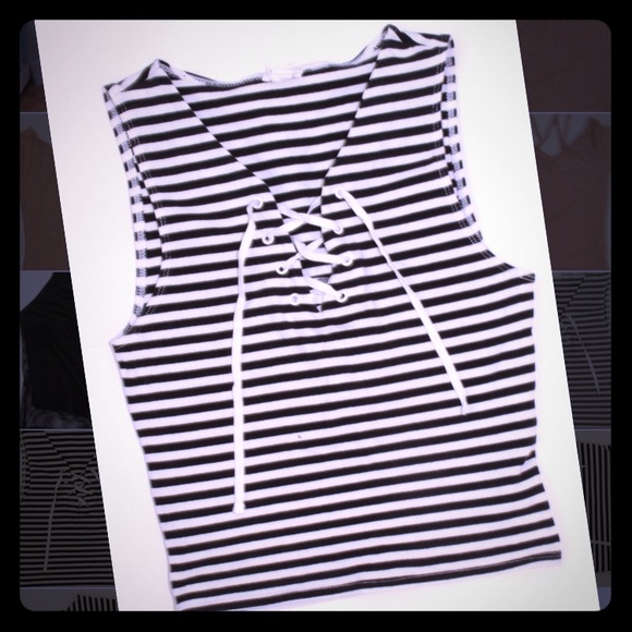 Lace-up Striped Tank - Picture 1 of 1